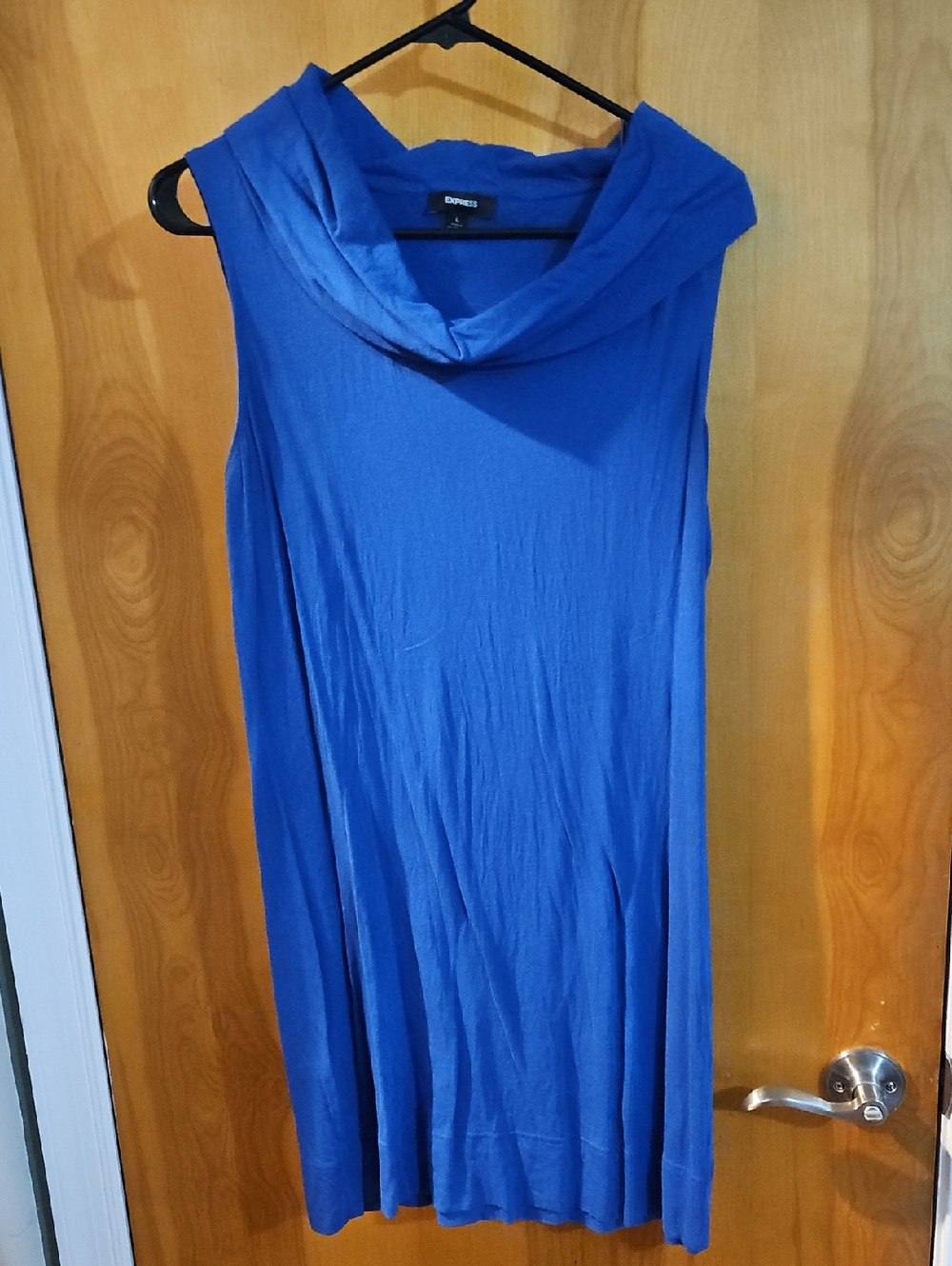 Express Royal Blue Sleeveless Cowl-Neck Midi Dress